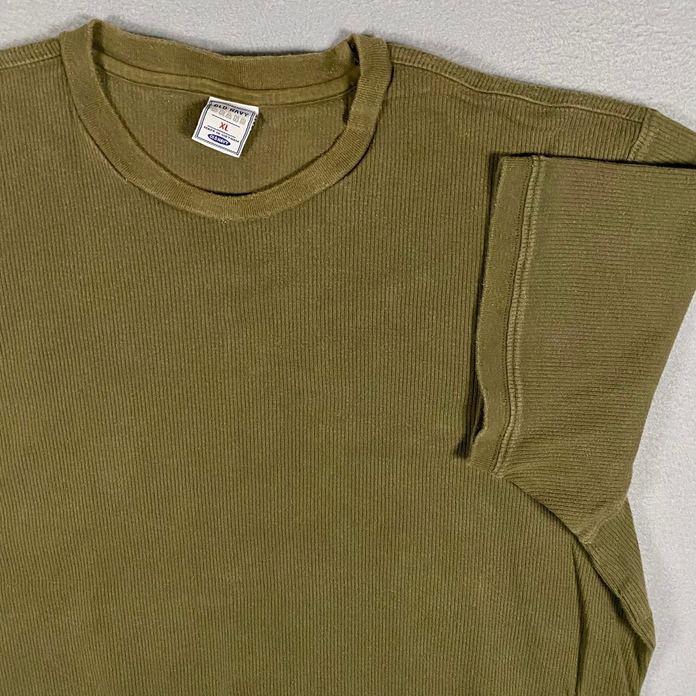 Vintage Old Navy T-Shirt Mens XL Olive Green Ribbed‎ Cotton Short Sleeve 2004